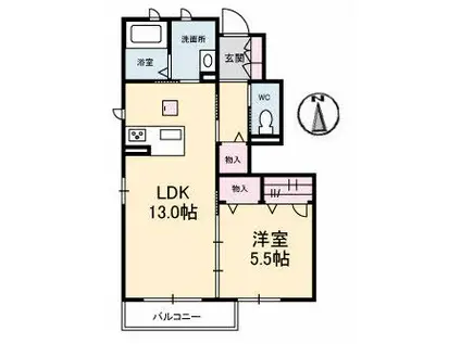 シャーメゾンサペリア(1LDK/1階)の間取り写真