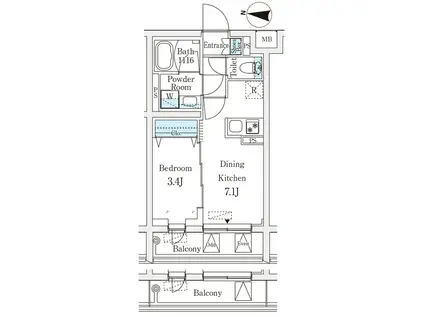 ラティエラ品川西大井(1DK/1階)の間取り写真