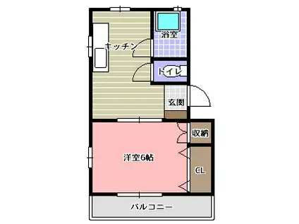 パール新町(1DK/4階)の間取り写真