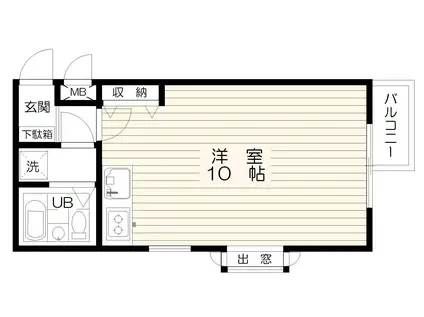 ロイヤルコート(ワンルーム/2階)の間取り写真