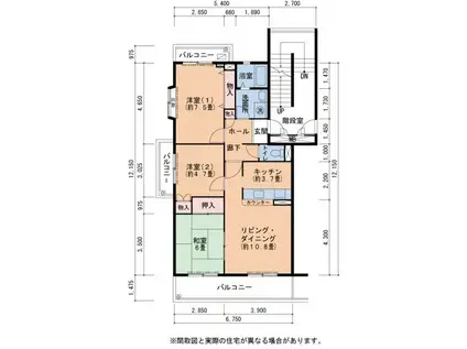 UR小金台団地1号棟(3LDK/1階)の間取り写真