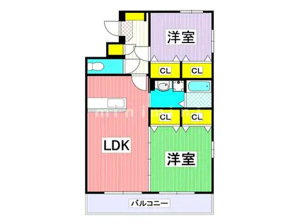 ソリテール麻生田(2LDK/4階)の間取り写真