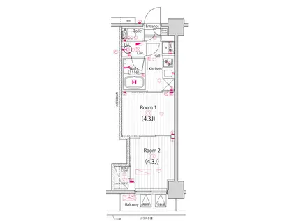 ガーラ・パークサイド亀戸(2K/2階)の間取り写真