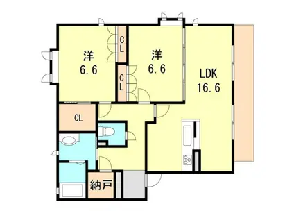 パルティール東須磨A棟(2LDK/1階)の間取り写真