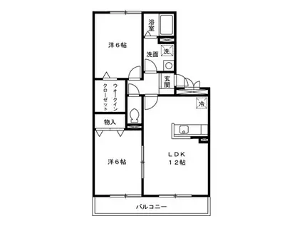 フェニックス小仙波B(2LDK/1階)の間取り写真