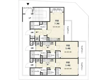 イクシオ石神井台(1K/3階)の間取り写真