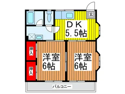 ポピーハイツ(2DK/2階)の間取り写真