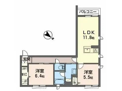 メゾンシュシュ(2LDK/2階)の間取り写真