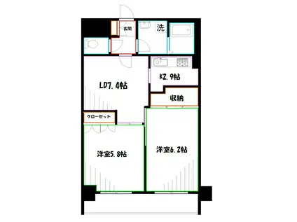 Sフラット吉祥寺(2LDK/2階)の間取り写真
