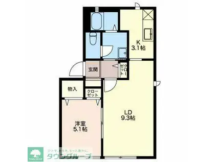 フラット辻(1LDK/1階)の間取り写真