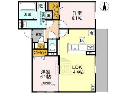 D-RESIDENCE下田部A棟(2LDK/2階)の間取り写真