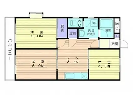 大寿マンション(3DK/4階)の間取り写真