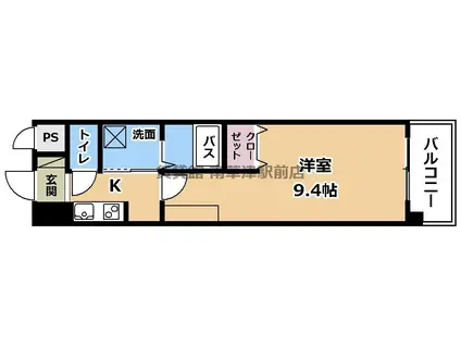 RAINBOW CITY MINAMIKUSATSU(1K/1階)の間取り写真