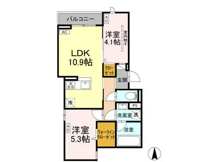 セレスティア上北沢(2LDK/3階)の間取り写真