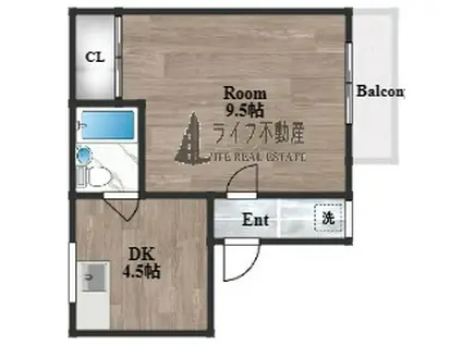 ハイツ松風(1DK/2階)の間取り写真