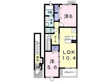 フェリチターレ(2LDK/2階)の間取り写真