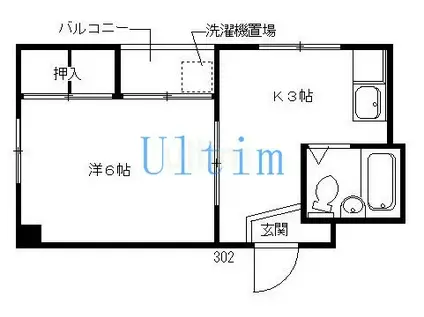 メゾンF(1K/3階)の間取り写真