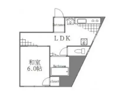竹島ビル(1LDK/2階)の間取り写真