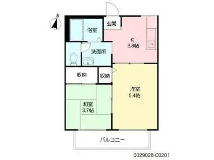 サンシャイン平野II 参番館(2K/2階)の間取り写真