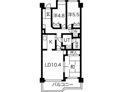 エクセレンス志賀本通(3LDK/4階)の間取り写真