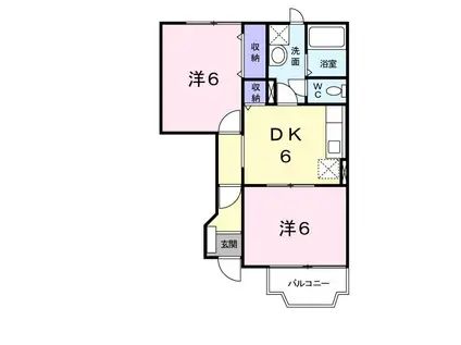 ラフィネII(2DK/1階)の間取り写真