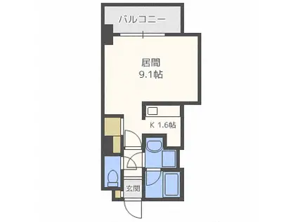 ビッグパレス北14条(1K/3階)の間取り写真