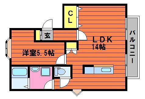メゾン白神(1LDK/1階)の間取り写真