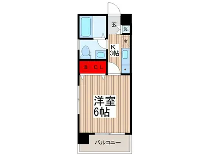 メション新座(1K/6階)の間取り写真