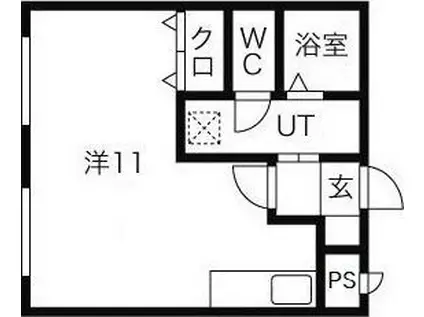 モスト豊平8・9(ワンルーム/4階)の間取り写真