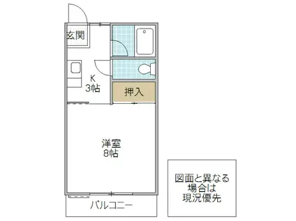 エルカーボISO B棟(1K/2階)の間取り写真