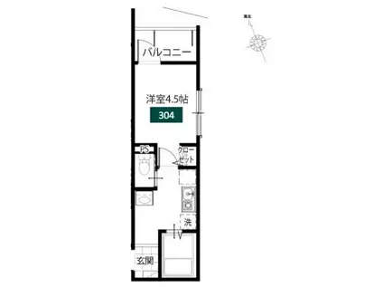 メルディア調布(1K/3階)の間取り写真