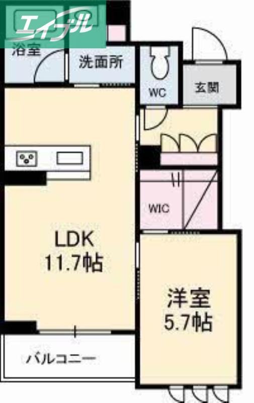 ピゴラーレI(1LDK/2階)の間取り写真