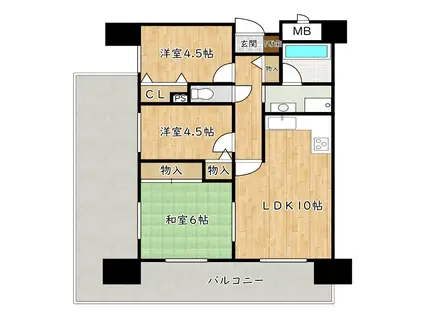 ライブコート泉北(3LDK/3階)の間取り写真