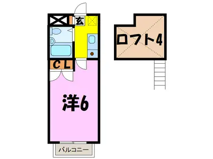 プロシード籠原(1K/2階)の間取り写真
