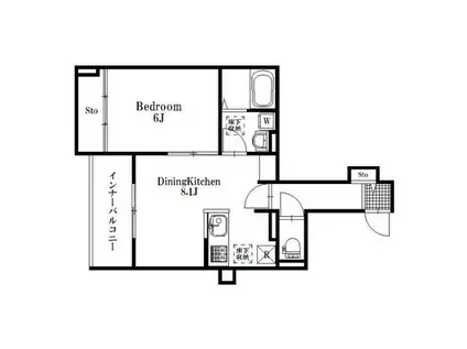 シャトネルB(1LDK/1階)の間取り写真
