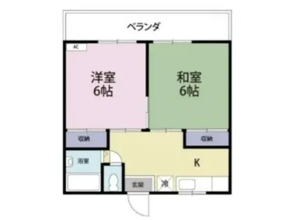 メゾンドバロンI(2DK/2階)の間取り写真