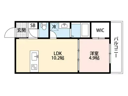 ラ・フェリシア桜川(1LDK/3階)の間取り写真