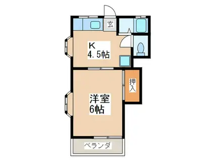 さがみ野シティパレスⅢ(1K/2階)の間取り写真