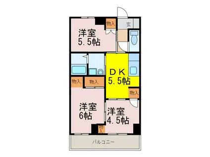 タケイハイツ(3DK/2階)の間取り写真