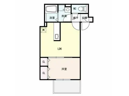 KEYビレッジ東鳴尾(1LDK/3階)の間取り写真