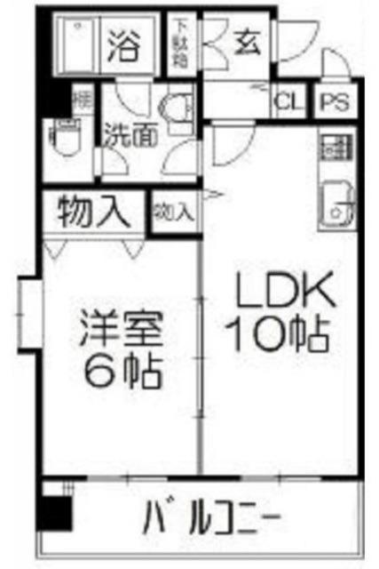 大雅堂マンション(1LDK/6階)の間取り写真