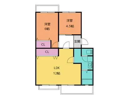 コーポはりま(2LDK/2階)の間取り写真