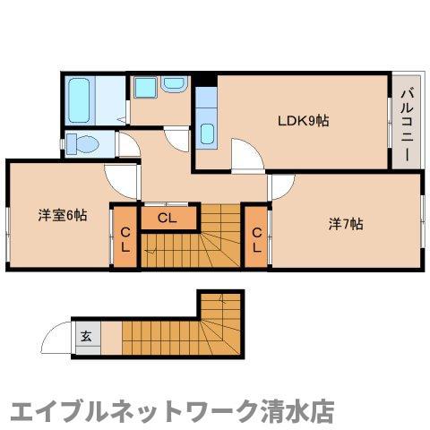 サンコート クレア A(2LDK/2階)の間取り写真