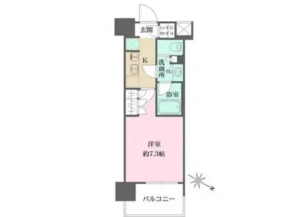 ザ・パークハビオ目黒(1K/7階)の間取り写真