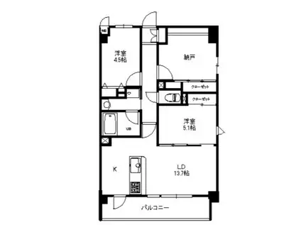 クレール大洲(2LDK/2階)の間取り写真