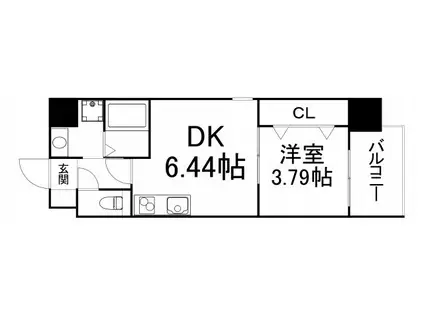 グランステディ城東中央(1DK/8階)の間取り写真