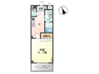 コンフォース(1K/2階)の間取り写真