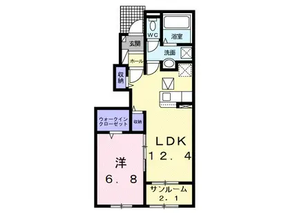 リバーサイドヒルズ II(1LDK/1階)の間取り写真