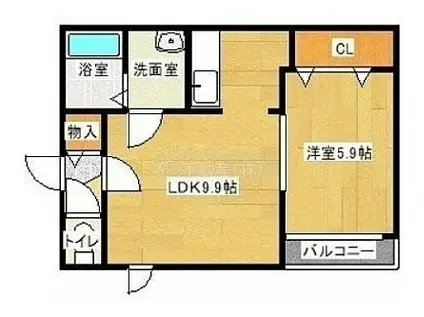 エトワール(1DK/3階)の間取り写真