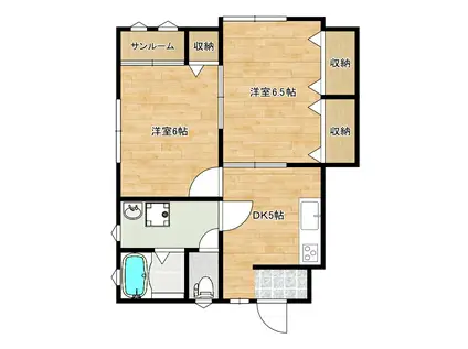 ファミール緑町B(2DK/2階)の間取り写真